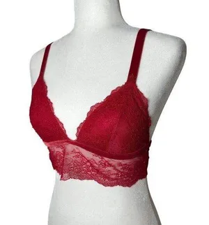 VICTORIA'S SECRET Red Lace Bralette Bra Top Cropped Size Small thumbnail 1