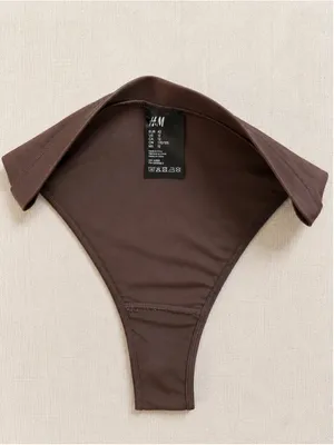 H&M Chocolate Brown Bikini Set NWOT Size‎ 12 Textured Stripe Swimwear thumbnail 6