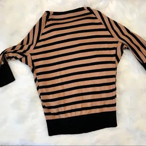 LOFT lightweight dolman striped sweater camel black Woman’s XS draped neck thumbnail 4
