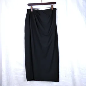 Abercrombie & Fitch Draped Front Maxi Skirt Womens M Black Faux Wrap Slit NWT thumbnail 6