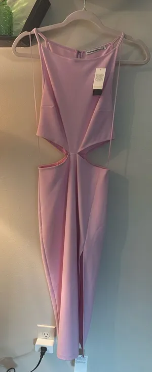 NWT Abercrombie & Fitch boatneck side cutout pink midi dress thumbnail 1