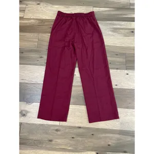 Youzimeiyi Pants Size L Maroon High Waist Wide Leg Stretch Trouser Dressy NWT thumbnail 9