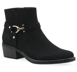 White Mountain Women's Ankle Boot Size 9 Black Faux Suede Easy zip-up closure thumbnail 1