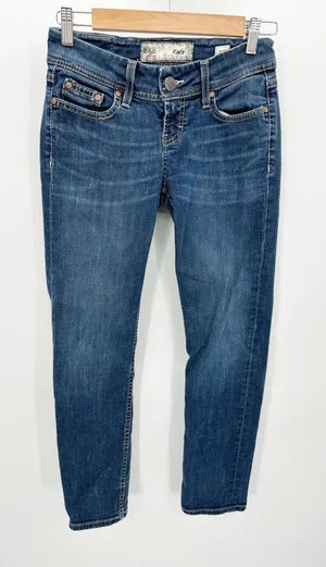 BKE Denim Kate Straight Leg Dark‎ Wash Blue Jeans Womens Size 25 x 29.5 Short thumbnail 1