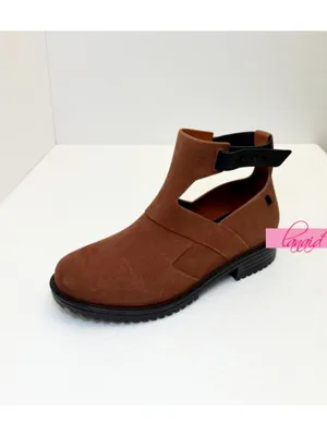 Melissa Antares II Boots Brown Low Cut-Out Suede Buckles Ankle Flat Booties 7 thumbnail 7