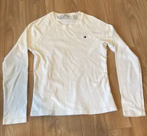 Tommy Hilfiger vintage 100% cotton women’s white long sleeve‎ top size large thumbnail 1