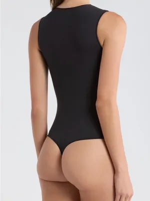 SKIMS Essentials $88 Crew Neck Sculpting Bodysuit NEW Black Sz XXS/XS Thong thumbnail 3