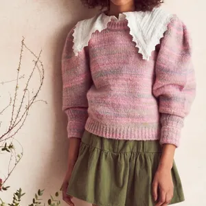 LoveShackFancy‎ Sweater Aquarius Pullover Puffed Shoulders Pink Cloud XL EUC thumbnail 8