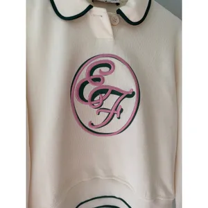 English Factory cream pullover sweater with a seriously cute preppy twist. thumbnail 3