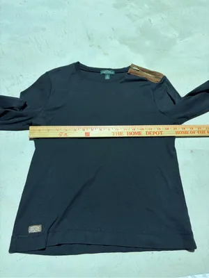 Lauren Ralph Lauren jeans co Black Long-Sleeve Top elbow patches XL thumbnail 3