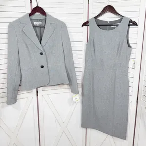 Kasper Sheath Dress Blazer Suit Women 4 Sharkskin Grey‎ Professional Business thumbnail 9