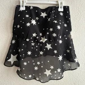 Lovers + Friends Star Print Flowy Silhouette Sheer Hem Strapless Top XS thumbnail 3