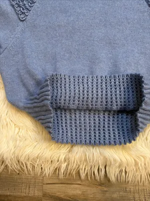 Anthropologie Mare Mare Cinched crew neck sweater with loop knit detail blue M thumbnail 9