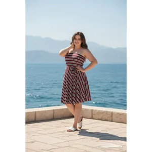 H&M Red & White Striped Tube Dress thumbnail 2