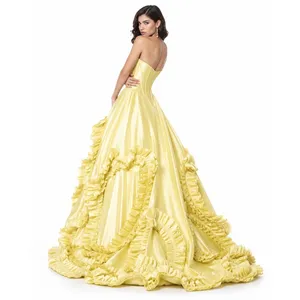 Sherri Hill 51578 Yellow Taffeta Ball Gown Size 4 NWT thumbnail 4