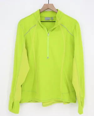 Athleta Pullover Women XL 1/4 Zip Lime Green Thumbhole Activewear Good thumbnail 1