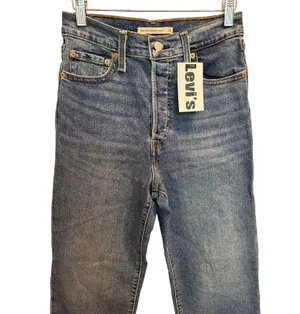 Levi’s Ribcage Straight Ankle Jeans Women’s Size 26 Blue Medium Wash Denim FLAW thumbnail 2