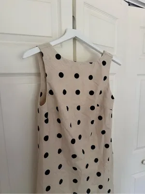 NWT Avara Lacey Dress Cream Black Polka Dot Shift Dress Linen Blend Size Small thumbnail 3