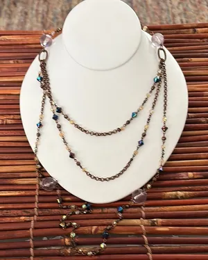 Lia Sophia Three Strand Multicolor Beaded Necklace thumbnail 1