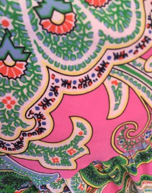 Ralph Lauren Pink Green Paisley Tiered Skirt Boho Midi Bright M thumbnail 2