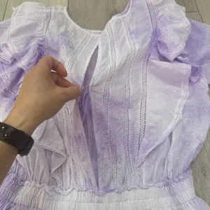Love Shack Fancy Natasha Heritage mini ruffle dress‎ purple size large pastel thumbnail 9