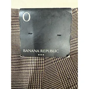 Banana Republic brown plaid tapered Pull-on Flat front trousers NWT Size 0 thumbnail 5