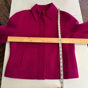 90’s Y2K Anne Klein Fuchsia Magenta Pink Wool Blazer Jacket Boiled Wool medium‎ thumbnail 7