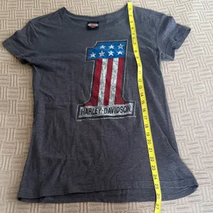 Harley-Davidson Women's Dark Gray Star & Stripe American Flag Tee thumbnail 7