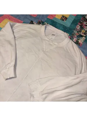 Aerie Womans Medium White Crewneck Long Sleeve Sweatshirt Cotton Polyester Blend thumbnail 7