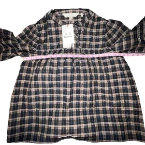 Barbour Lorelie Praline Gingham Plaid‎ Popover Peasant Shirt Womens Size 6 New thumbnail 4
