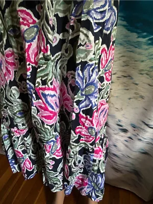 LOFT Floral Ruffle Maxi Dress in Pink, Blue & Green MD NWT thumbnail 4