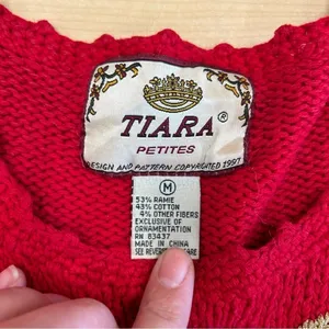 Vintage Tiara Petites Red Ugly Christmas Sweater Holiday Tree Winter Medium thumbnail 2