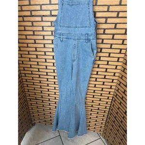 MuMu Blue Denim Flared Leg‎ Overalls Size Small thumbnail 9