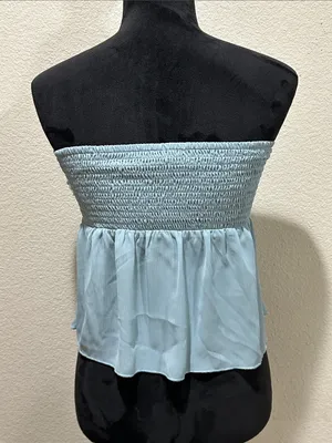 Edikted Light Blue Beaded Strapless Blouse thumbnail 4