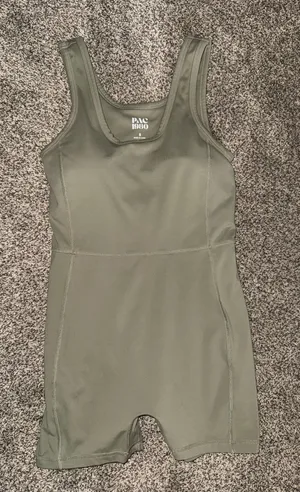 PAC 1980 Green Athletic One-Piece Romper with Built-in Bra thumbnail 1