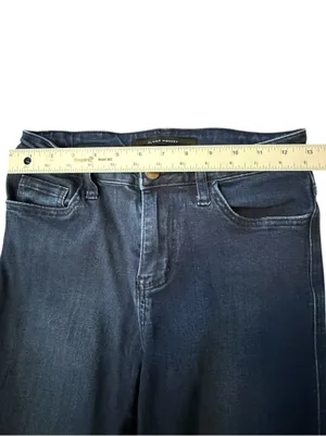 Flying Monkey High Rise Flare Jeans Women’s Size 25 Dark Wash Raw Hem Stretch thumbnail 9