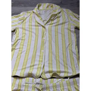 State of Day Womens Small Pajama Set Yellow White Striped Top & Shorts NWT A4020 thumbnail 5