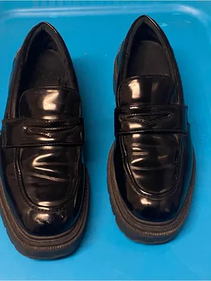 Aldo Womens Black Patent Learher Penny Loafers Shoes Size 35 US 4.5 To 5 Chunky thumbnail 12