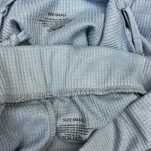 PJ Set Paris Blues Waffle Knit Adjustable Spaghetti Strap Tank and Shorts Small thumbnail 9