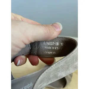 Jeffrey Campbell Lindsay Heels 3.5" sz 10 Suede Leather Nude Lucite Sparkle Heel thumbnail 6