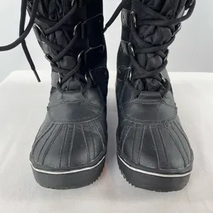 Khombu Lace Up Faux Fur Snow Boots in Black Size 6.5‎ thumbnail 3