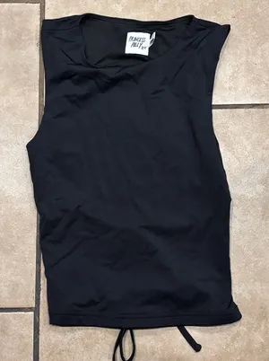 Princess Polly Black Open Tie Back Tank Top thumbnail 1