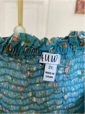 AUW Floral Smocked Mini Dress Boho Romantic Cottagecore Coquette Babydoll Picnic thumbnail 5
