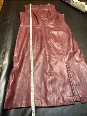Ann Taylor Sleeveless Faux Leather Shift Dress in Deep Plum size 12 thumbnail 14
