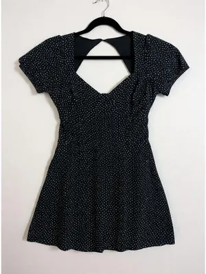 L.A. HEARTS Womens S Black White Ditsy Floral Puff Dress thumbnail 2