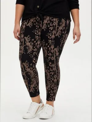 Torrid Signature Waist Premium Black Peach Geometric Leggings 2 2X 18 20 NWT thumbnail 1