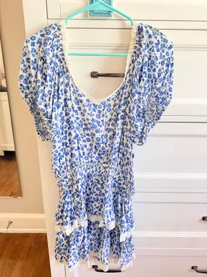 Sky to Moon Blue and White mini dress thumbnail 3