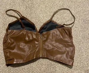 SheIn Brown Leather top thumbnail 2