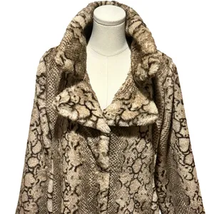 Badgley Mischka Faux Fur Coat with Snake Print Size Medium thumbnail 6