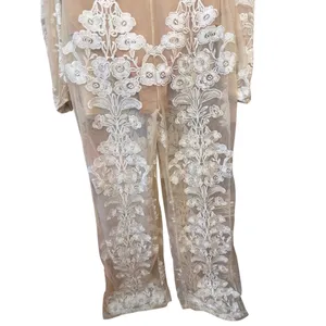 Free People For Love Lemons Temecula Jumpsuit Floral Embroidery Ivory Medium thumbnail 14